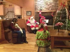 Mrs. Claus reading Twas the Night Before Christmas